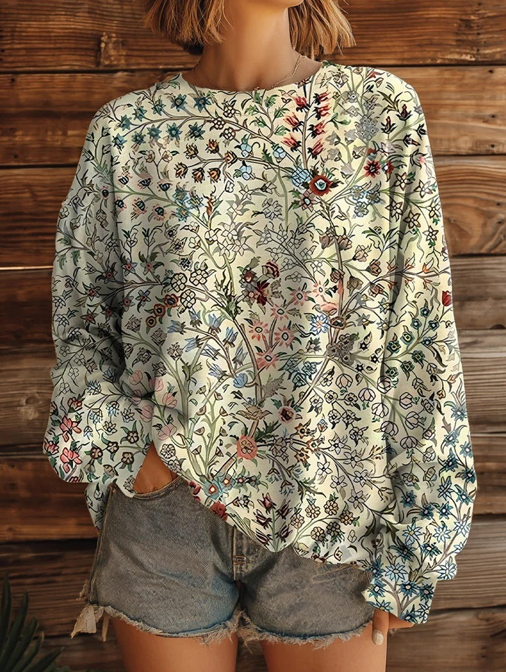 Long Sleeve Round Neck Loose Retro Style Sweater