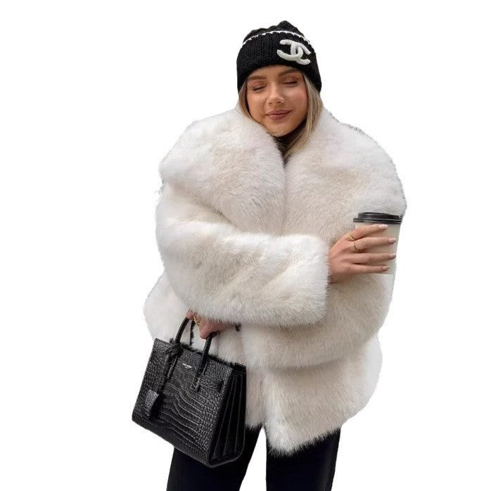 Internet Celebrity Fur Coat Women's Large Lapel Street Shot Fluffy