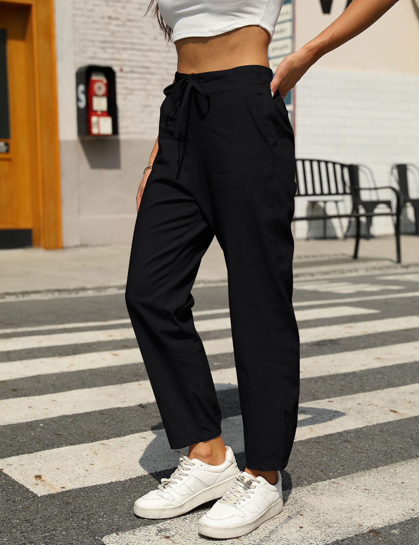 New Casual Linen Drawstring Pants For Women - Comfortable & Stylish