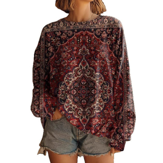 Long Sleeve Round Neck Loose Retro Style Sweater