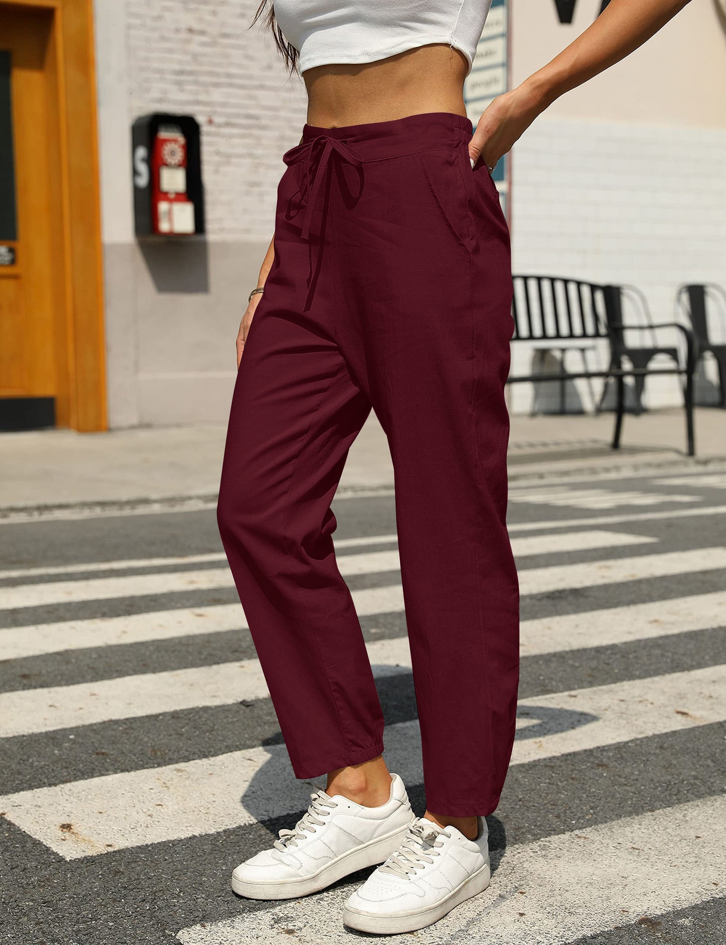 New Casual Linen Drawstring Pants For Women - Comfortable & Stylish