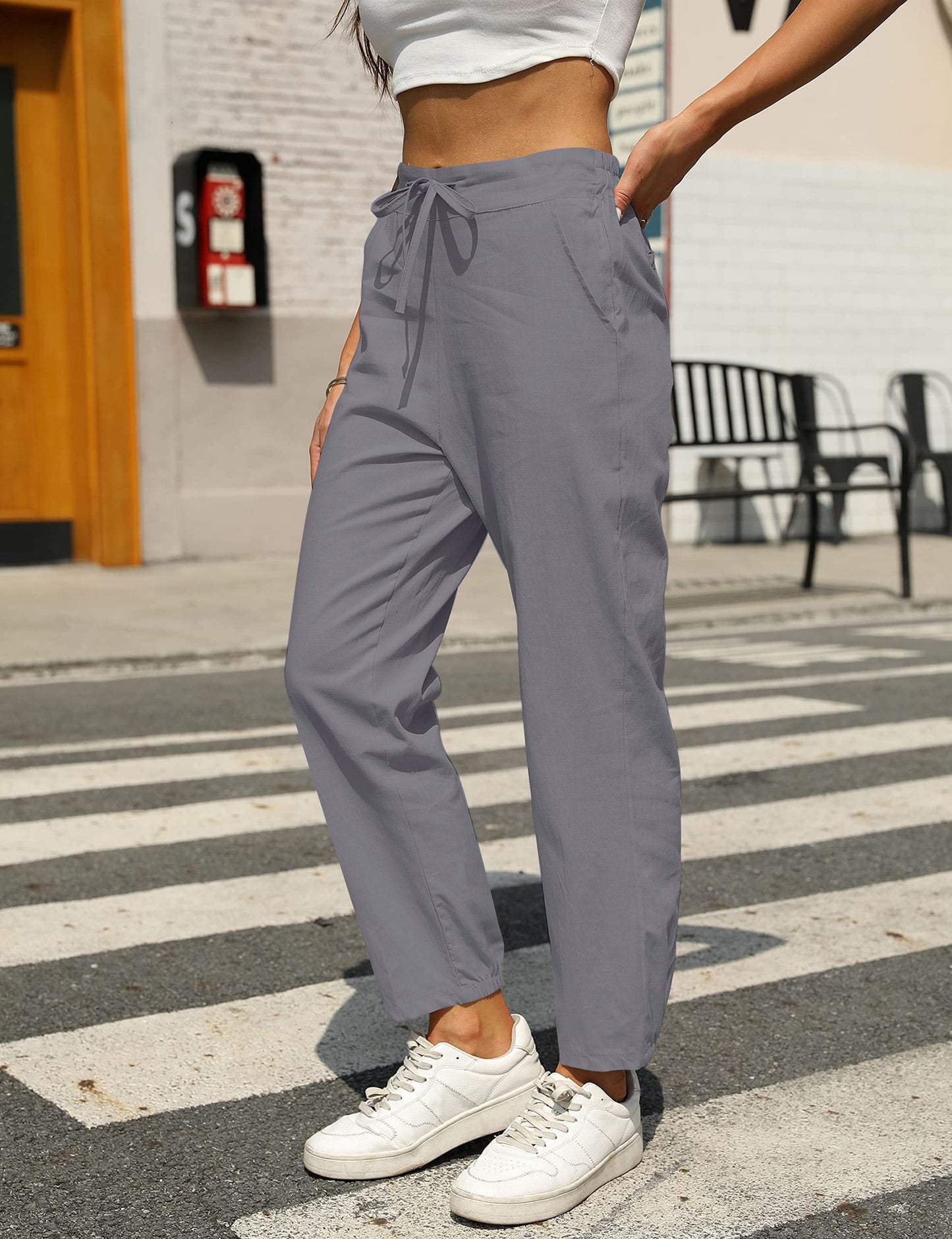 New Casual Linen Drawstring Pants For Women - Comfortable & Stylish