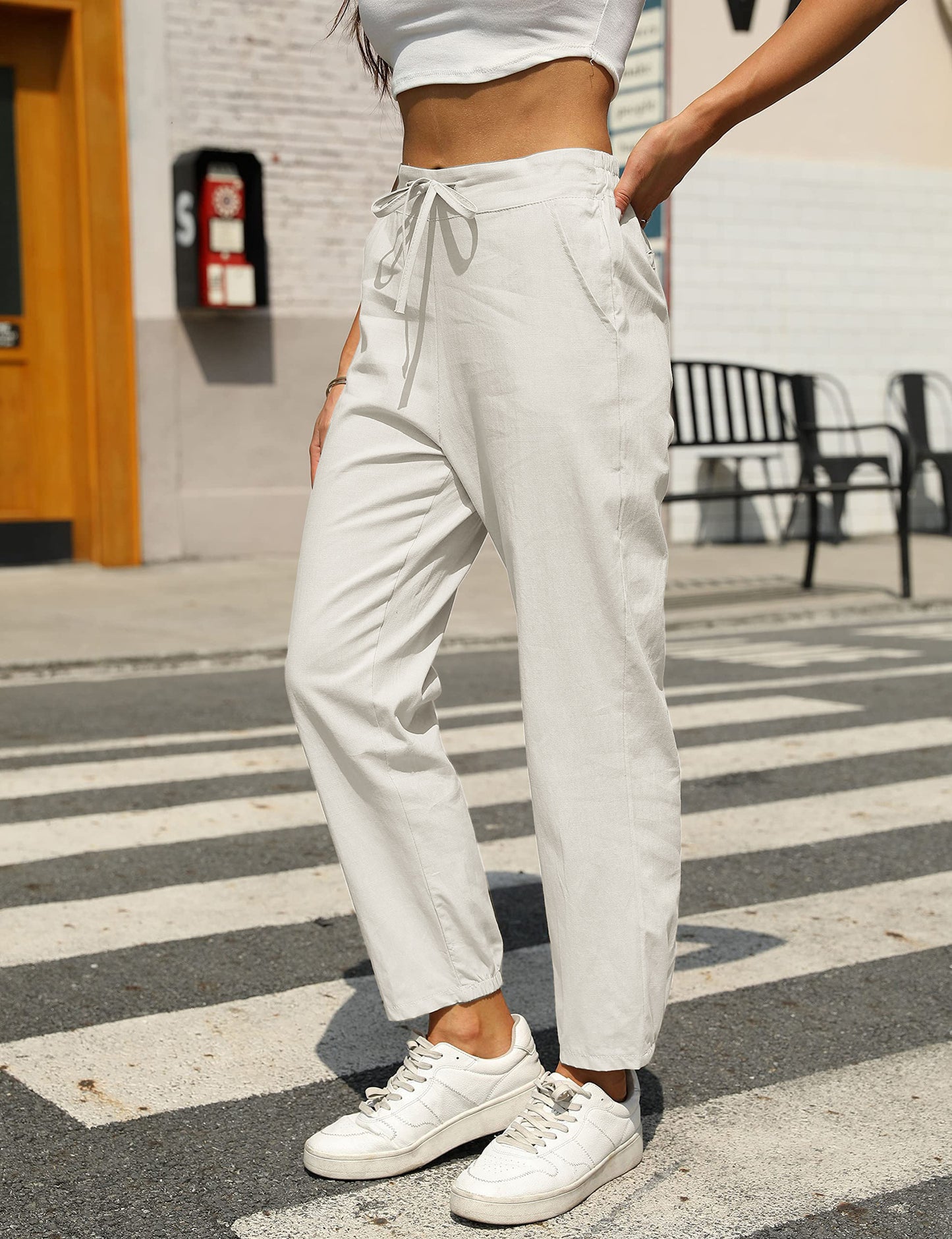 New Casual Linen Drawstring Pants For Women - Comfortable & Stylish