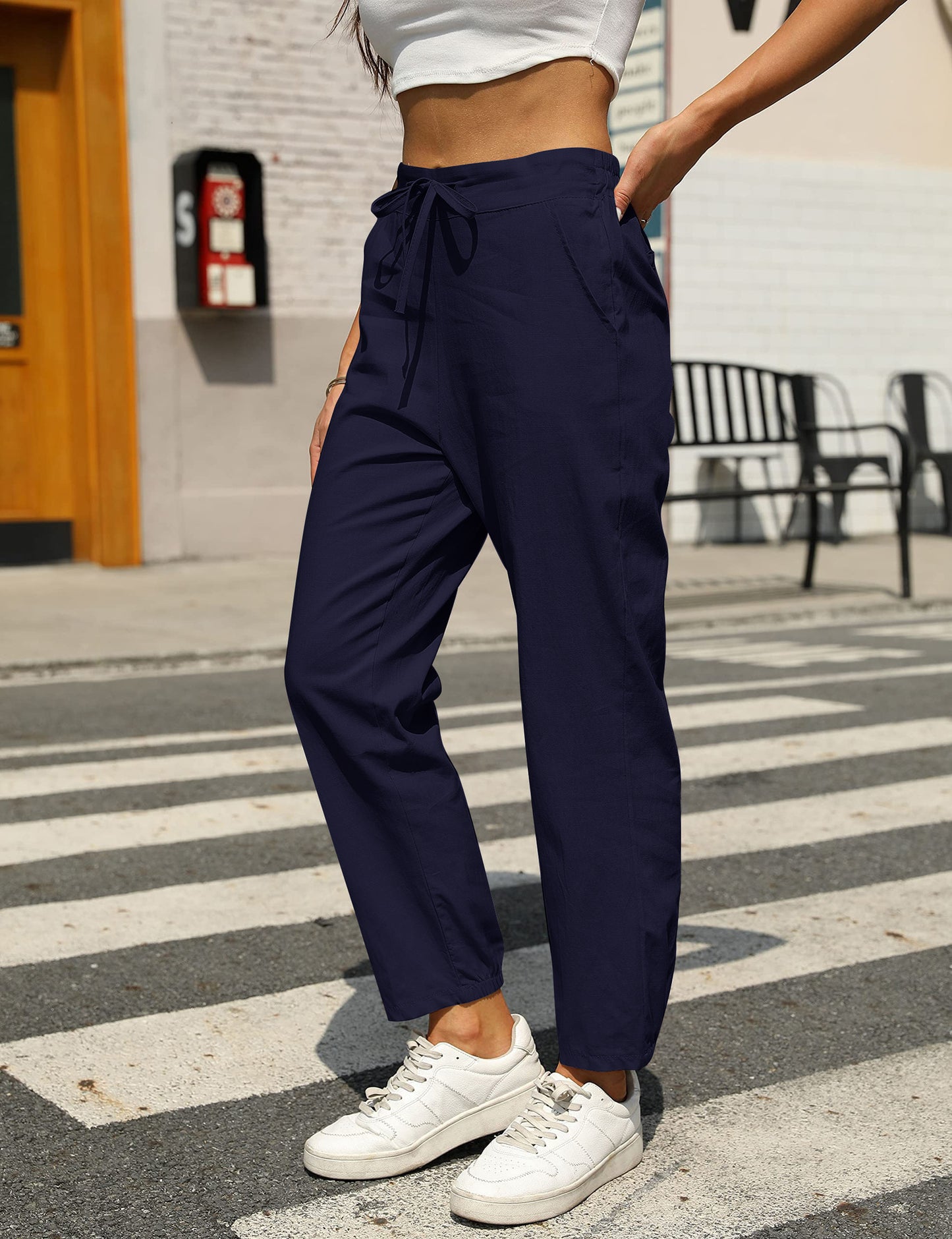 New Casual Linen Drawstring Pants For Women - Comfortable & Stylish