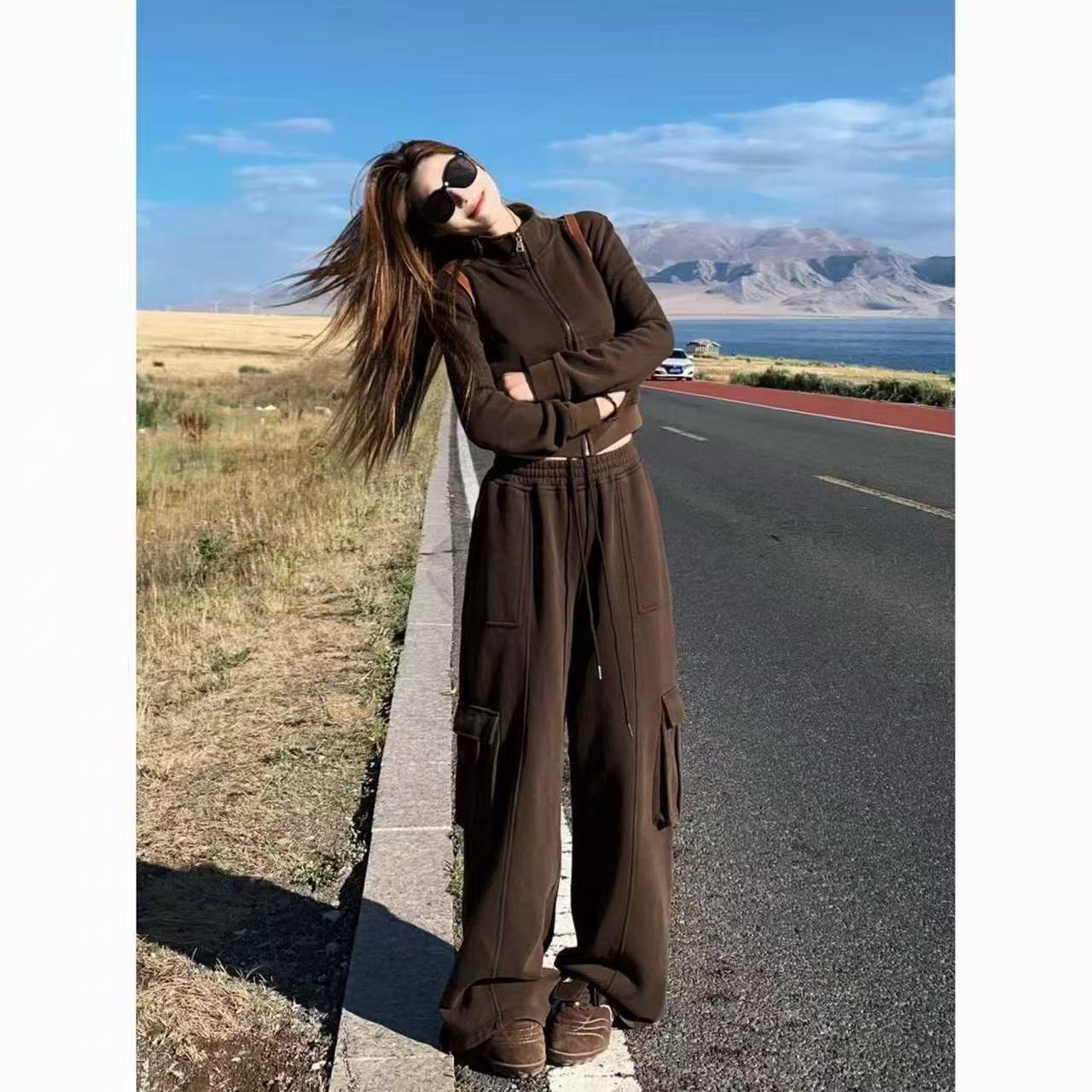 American Retro Sportswear Suit Women's Autumn Loose